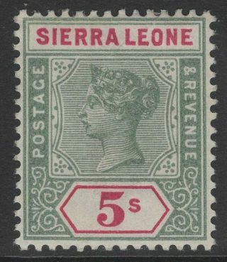 Sierra Leone Sg52 1896 5/= Green & Carmine Mtd