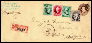 Usa 1888 Registered Mail Cover W/stamps Scott 155 From N.  Y.  (03.  09.  88) R
