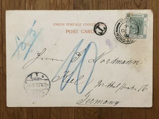 China Hongkong Old Postcard Postage Due Aberdeen Hong Kong To Germany 1902