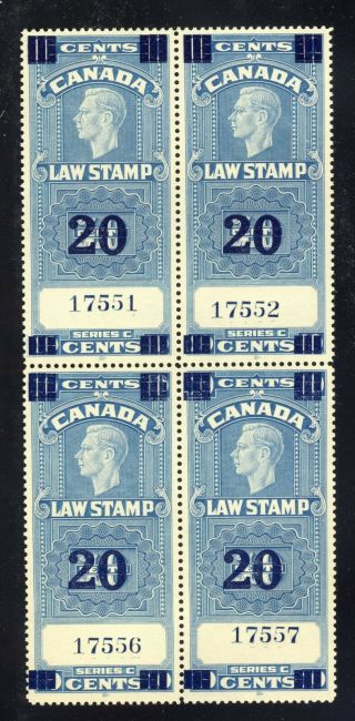 4x Canada Supreme Court Stamps George Vi Fsc22 - 20c/10c Block Of 4 Mnh Cv=$140.