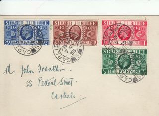 Gb 1935 Silver Jubilee Fdc On Postcard - Full Set