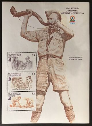 St Vincent 19th World Scout Jamboree Stamps Sheet 1998 Mnh Scouting John Glenn