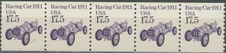 Racing Car 1911 Transportation Coil Mnh Pnc5 Strip Of 5 Plate 1 Scott 2262
