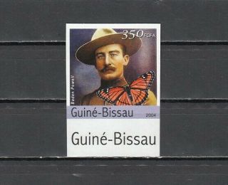 Guinea Bissau,  2004 Issue.  Scout Baden Powell & B/fly,  Imperf Value From Set.