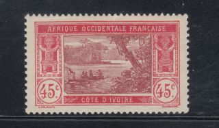 Ivory Coast 1934 45c River Sc 61 Very Lightly Hinged