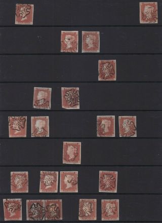 Lot:31158 Gb Qv 1841 1d Red Brown Imperf Singles Maltese Cross Cancelled
