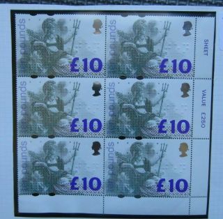 G.  B High Value Mnh Stamps - £10 Britannia Corner Block Of 6 - Sg 1658