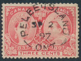 Canada Postmark - Pelee Island (essex) Ont Split Ring Sp 2 97 On 53 3c Jubilee
