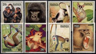 Rwanda 1978 Sg 859 - 866 Apes,  Monkeys Mnh Set D58763