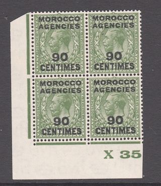 Morocco Agencies 1935 French Currency X35 90c - 9d Olive - Green Control Blck Um