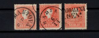 P103790 / Lombardy Venetia / Postmark / Sassone 25 (x3) Obliteres / 210 E