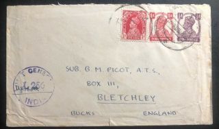 1944 Troops Field post India Censored Cover To Bletchley England 2
