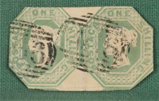 Gb Stamps Victoria 1847 Embossed 1/ - Green Pair (r47)