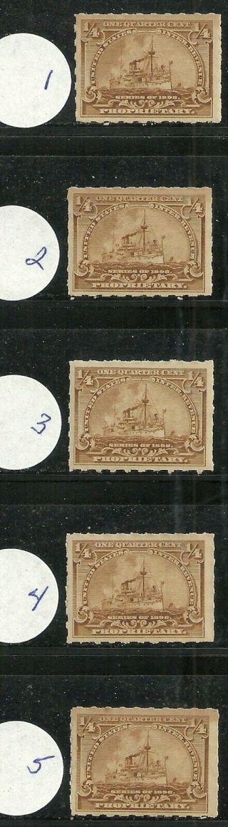 Us Revenue Proprietary Battleship Stamp Scott Rb21p 1/4 Cent 1898 Issues Set 3