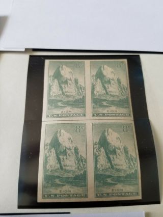 Us Nh Imperforated Center Line Block Of 4 1934 National Parks Issues 763