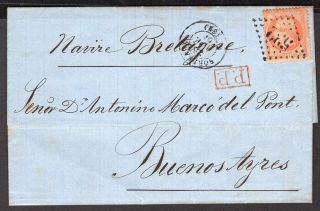France To Argentina Folded Letter 1867 Bordeaux Numeral 532 - Bs.  As.  Contents