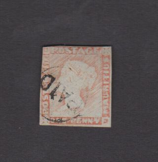 1848 - 59 Mauritius 1d Fine Stamp.  Faint Impression,  Scarce