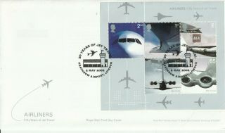 2 May 2002 Airliners M/sheet Rm First Day Cover 50 Years Jet Heathrow Airport