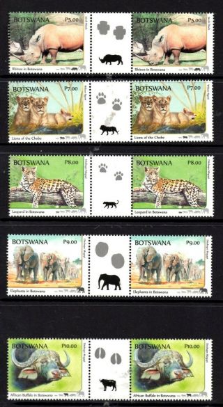 Botswana - 2018 The Big Five Set Of 5 Stamps Gutter Pairs Mnh (45ac)