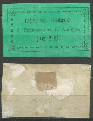 Pacific Mail Express S.  Francisco To Los Angeles Label - 1/2 Oz.