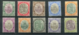 St Kitts - Nevis Kevii 1903 Set Of 10 Sg1/10 Mounted