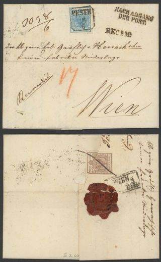 Austria 1850 - Registered Cover Pesth To Vienna 35005/10
