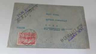 1937? Uruguay Air Mail Cover To Italy,  C.  75,  Ala Littoria? - U359