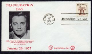 1977 Mondale V.  P.  Inauguration - Ata Americana Unit Wdc Inaugural Cover Pa619