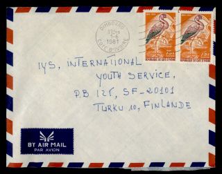 Dr Who 1981 Ivory Coast Dimbokro Airmail To Finland Bird E52810