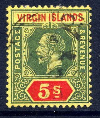 Virgin Islands 1913 - 19 5/ - Green & Red/yellow Fine Cds.  Stanley Gibbons 77.