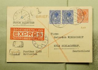 Dr Who 1939 Netherlands Rotterdam Special Delivery Postcard To Germany E70585