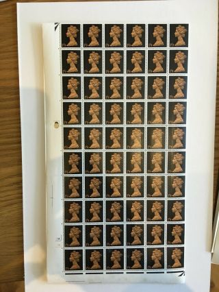1967 1969 Stamps Machin Complete Sheet - Pre Decimal - 1/9 Orange Black 240 Sta