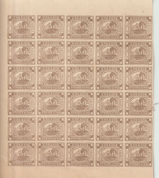 A Block Of 30 Stamps From Buenos Aires,  Argentina 1858.