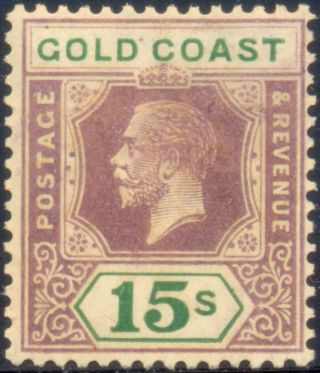 Gold Coast 1924,  15 Shillings,  King George V,  Die Ii,  Sg 100a,  Sc 94,  Lh