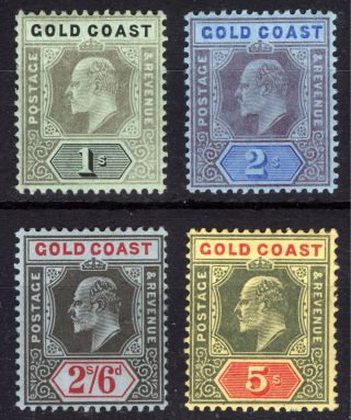 Gold Coast 1909 1s - 5s Colors Sg 65 - 68 Sc 62 - 65 Vlmm/mvlh Cat £133 ($171)
