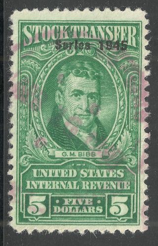 Us Revenue Stock Transfer Stamp Scott Rd200 - $5.  00 Issue Of 1945 - 3