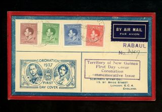 Postal History Guinea 48 - 51 Fdc King George Vi Coronation 1937 Rabaul