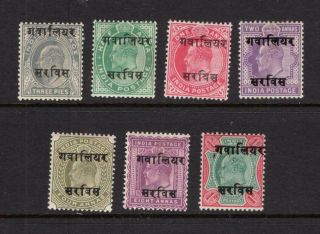 India - Gwalior 1903 - 05 Complete Set - Og Mh - Sc O12 - O18 Cats $44.  05