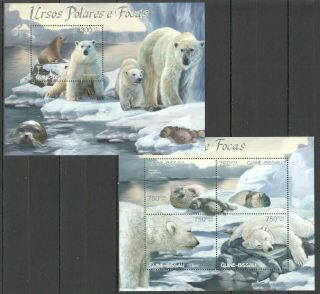 Bc526 2012 Guinea - Bissau Fauna Wild Animals Polar Bears & Seals Bl,  Kb Mnh