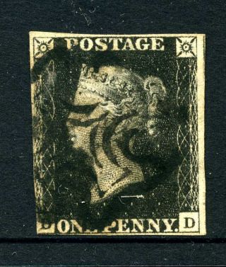 Gb 1840 Penny Black - 3 Margin - Black Maltese Cross - Fine