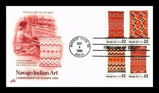 Dr Jim Stamps Us Navajo Indian Art Blanket Weaving Fdc Cover Block Of Four