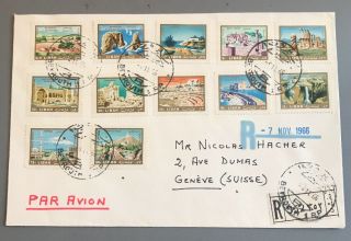 Lebanon Cover Registered Beyrouth To Geneve 1966 Pictorial Issue Set Of 12 Stamp