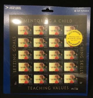 Mentoring A Child Us Stamp Sheet 20 X 0.  34c Stamps Sc 3556 - Usps