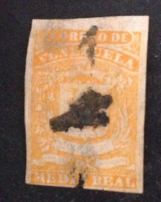 Venezuela 1859 1/2 R Orange Stamp