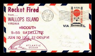 Dr Jim Stamps Us Scout S 55 Satellite Space Event Air Mail Cover Wallops Island
