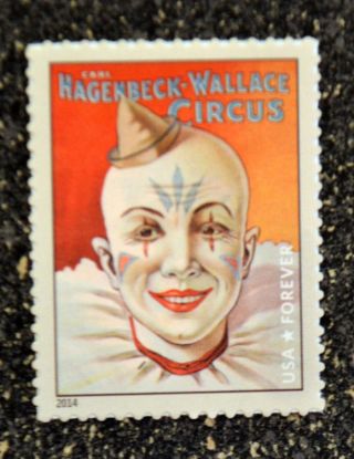 2014usa 4905 Forever Vintage Circus Posters Stamp - Hagenbeck Wallace Clown