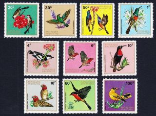 Rwanda Birds 10v Issue 1972 Mnh Sg 469 - 478 Sc 457 - 466 CvÂ£15.  45,