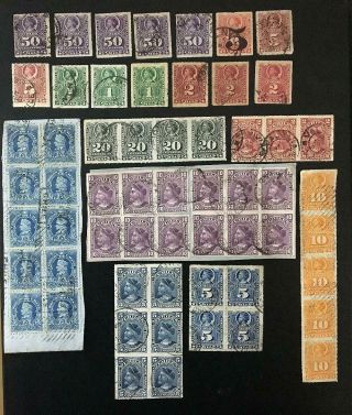Chile.  Classic Columbus Issues Lot,  Including Blocks And Multiples.  Cancels.