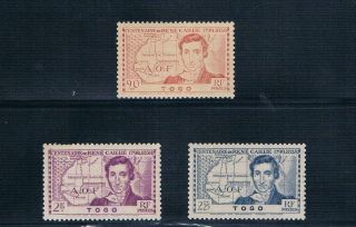 Togo - French Colonial - Complete Set Of 3 Old Stamps Mnh (togo 788)