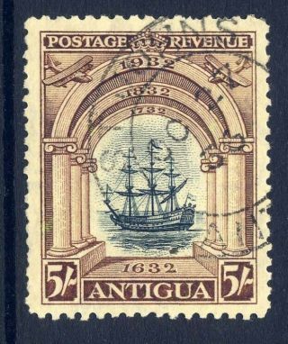 Antigua 1932 Tercentenary 5/ - Black & Chocolate Very Fine Cds.  Gibbons 90.